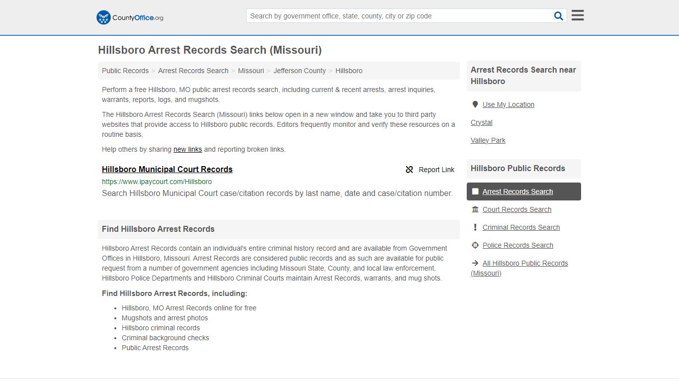 Arrest Records Search - Hillsboro, MO (Arrests & Mugshots) - County Office